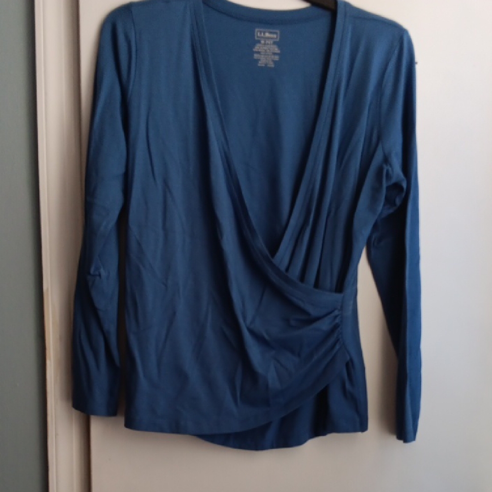 L.L. Bean Teal Long Sleeve Drape Top